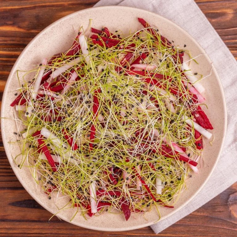 ensalada con brotes de ajo